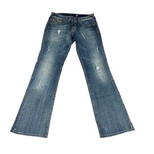 Vigoss Jeans Distressed Bootcut Medium Wash Blue Stretch Denim Women's Juniors 5